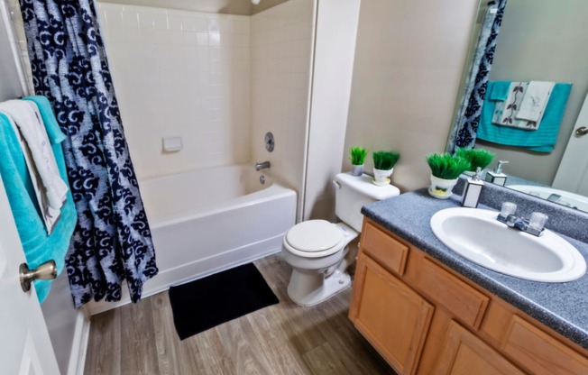 bathroom with garden tub in model