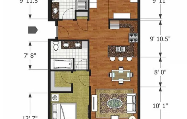 1 bed, 2 baths, 965 sqft, $1,725, Unit 306