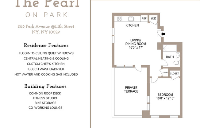 1 bed, 1 bath, $3,850, Unit 10C