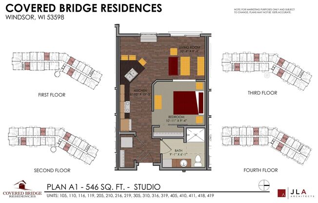 Studio, 1 bath, 546 sqft, $1,299, Unit 310