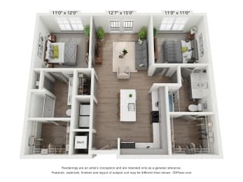 2 beds, 2 baths, 1,057 sqft, $2,010