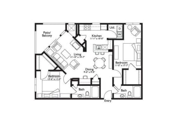 2 beds, 2 baths, 1,158 sqft, $1,890