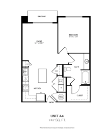 1 bed, 1 bath, 747 sqft, $1,631