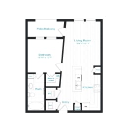 1 bed, 1 bath, 630 sqft, $1,304