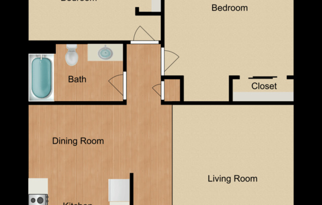 2 beds, 1 bath, $2,400