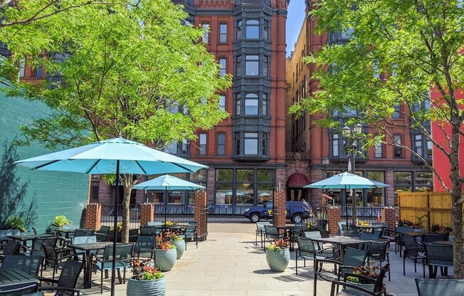 Handsome Hog Patio at The Hill Apartments, Saint Paul, Minnesota