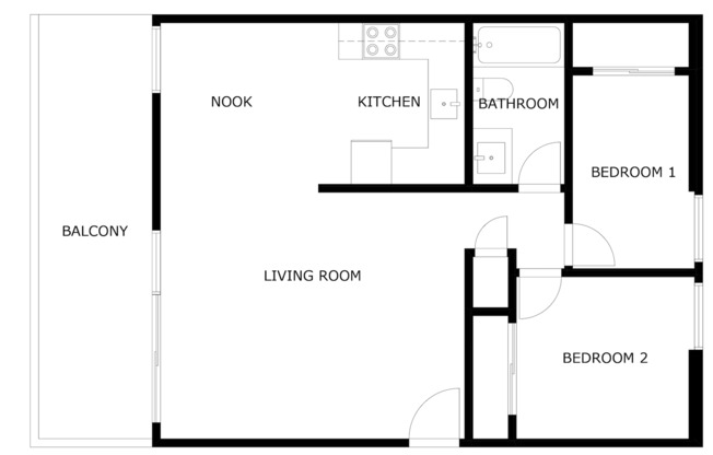 2 beds, 1 bath, 810 sqft, $1,225, Unit 10
