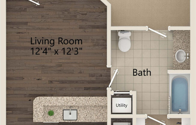 1 bed, 1 bath, 788 sqft, $1,344