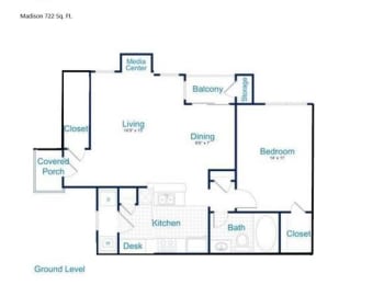 1 bed, 1 bath, 722 sqft, $1,080