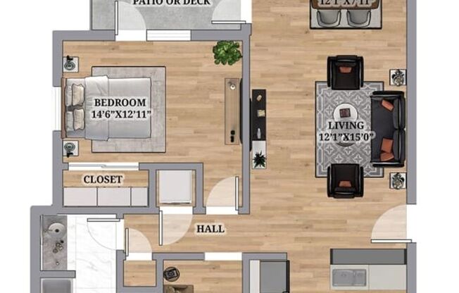 1 bed, 1 bath, 804 sqft, $1,750, Unit 4911-203