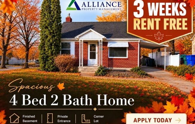 3 Weeks Rent Free – Spacious 4 Bed / 2 Bath Ogden Home with Finished Basement