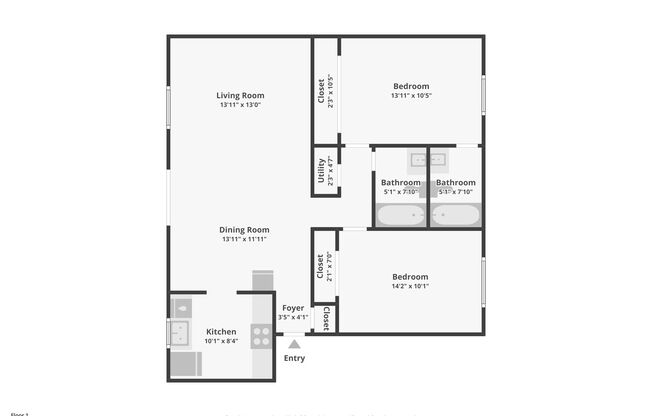 2 beds, 2 baths, 1,125 sqft, $1,650, Unit 7