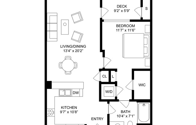1 bed, 1 bath, 733 sqft, $3,825
