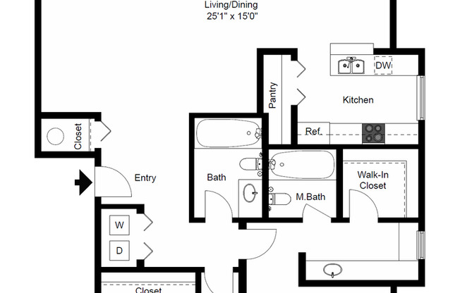 2 beds, 2 baths, 1,030 sqft, $1,790, Unit 1121