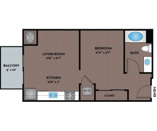 Studio, 1 bath, 522 sqft, $1,456