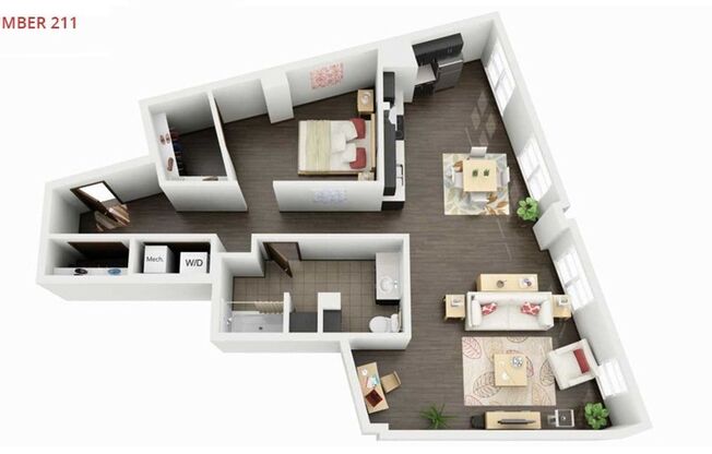 1 bed, 1 bath, 990 sqft, $2,100, Unit 211