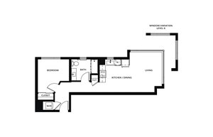 1 bed, 1 bath, 640 sqft, $3,556