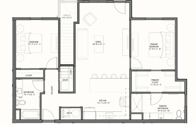 2 beds, 2 baths, 1,169 sqft, $2,125, Unit 1F101