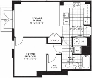 1 bed, 1 bath, 728 sqft, $2,286