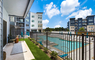 Balconies with Fenced Yards at The Prescott Luxury Apartments in Austin, TX