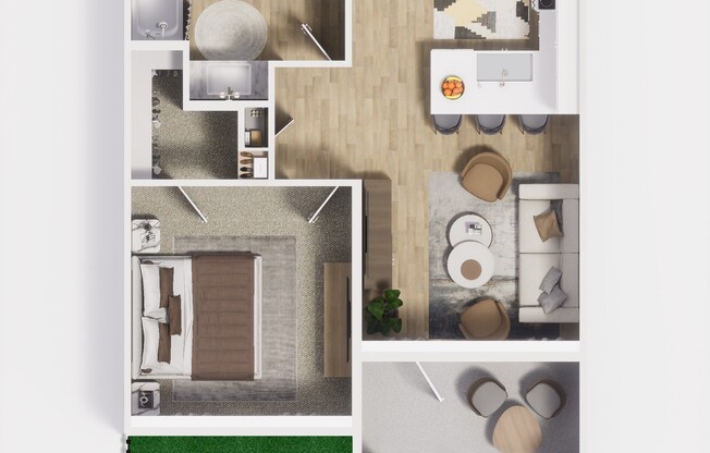 1 bed, 1 bath, 616 sqft, $1,390