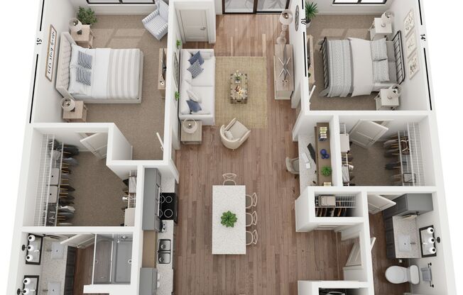 2 beds, 2 baths, 1,122 sqft, $2,370, Unit 524