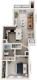 1 bed, 1 bath, 740 sqft, $1,203