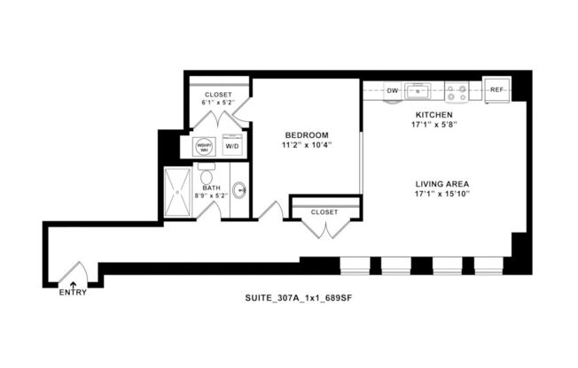 1 bed, 1 bath, 689 sqft, $1,450