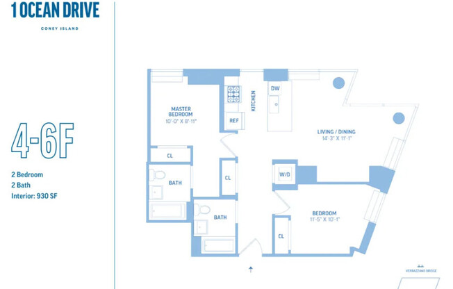 2 beds, 2 baths, 930 sqft, $3,415, Unit A6F