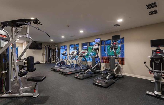 Apartments in Campbell-Parc at Pruneyard Fitness Center with Weights and Treadmills