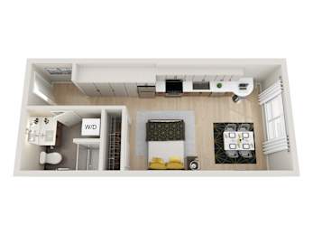 Studio, 1 bath, 455 sqft, $1,550