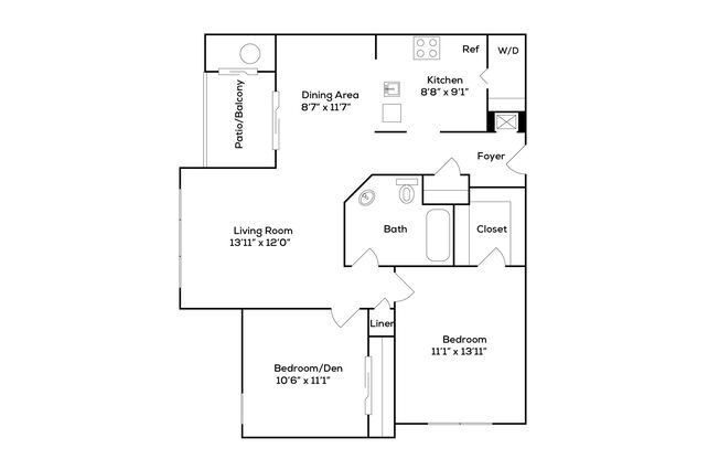 2 beds, 1 bath, 915 sqft, $2,516, Unit 120WI-101