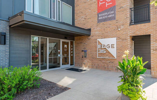 The front of a building with a sign that says EDGE 35.