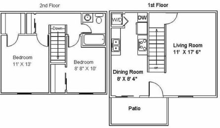 2 beds, 1 bath, 853 sqft, $1,334