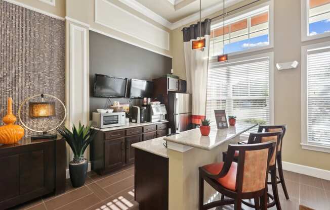 Stylish Lounge with Billiards and Coffee Bar at The Amalfi Clearwater Apartments