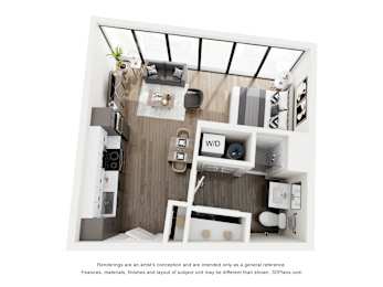 Studio, 1 bath, 438 sqft, $1,550