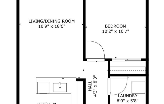 1 bed, 1 bath, 648 sqft, $1,595, Unit 202