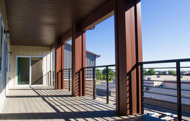 a view of the balcony from the back of the building