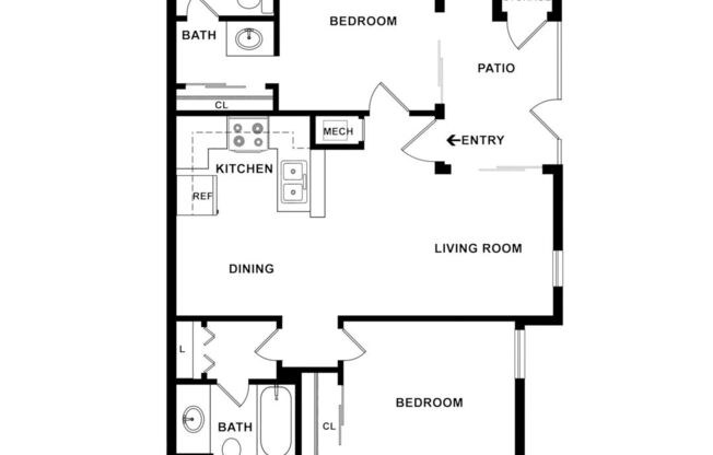 2 beds, 2 baths, 929 sqft, $2,770