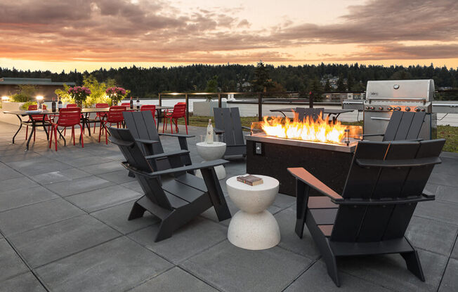 rooftop deck, fire pit