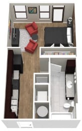 Studio, 1 bath, 448 sqft, $1,566