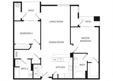 2 beds, 2 baths, 1,013 sqft, $1,880