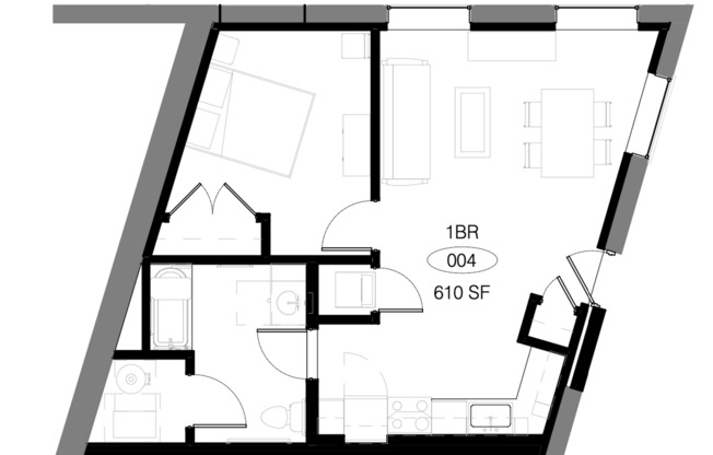 1 bed, 1 bath, 610 sqft, $1,495, Unit Unit - 004