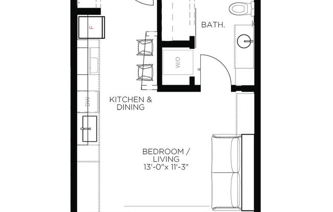 Studio, 1 bath, 389 sqft, $950, Unit 3304