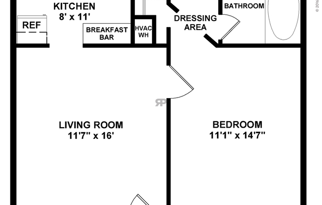 1 bed, 1 bath, 694 sqft, $945