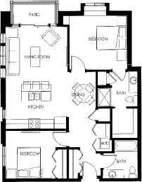 2 beds, 2 baths, 1,029 sqft, $2,390