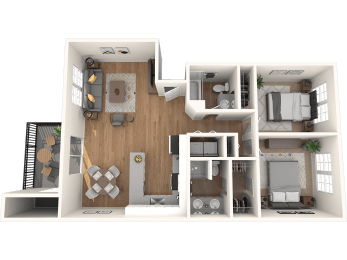 2 beds, 2 baths, 1,004 sqft, $1,886