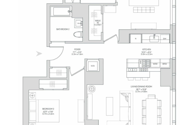 2 beds, 2 baths, 1,123 sqft, $7,950, Unit 16E