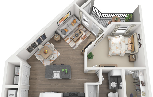 1 bed, 1 bath, 724 sqft, $1,402