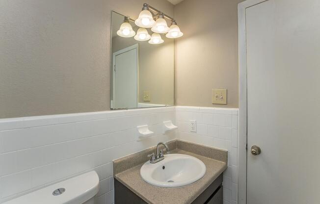 a sink and a mirror